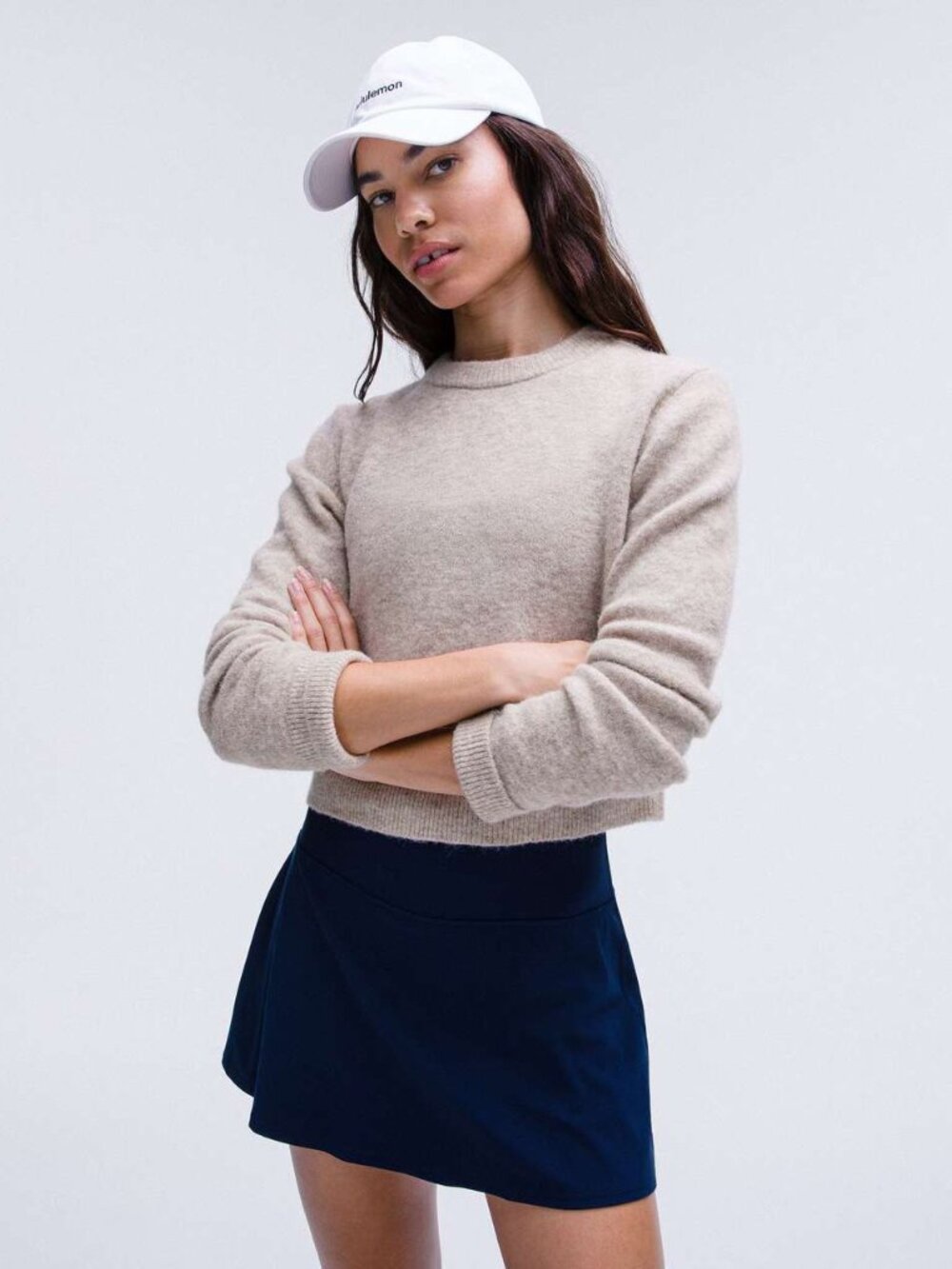 lululemon Alpaca Wool-Blend Cropped Sweater Heathered Crepe Size S
